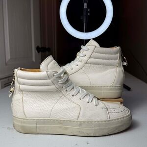 Buscemi High Top Sneakers Mens Size EU 40 US 7 Zip White Leather Shoes